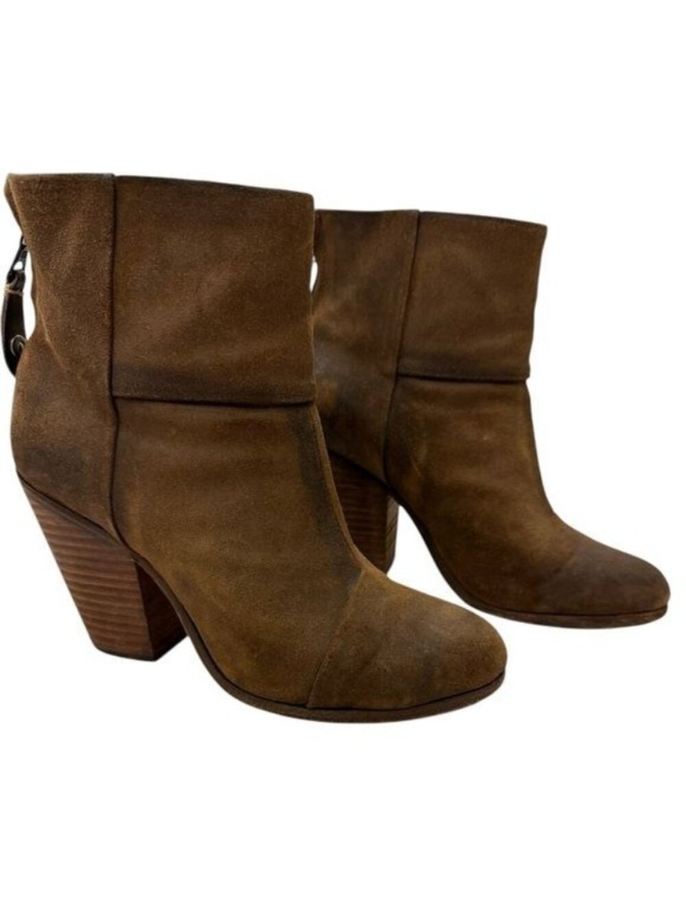 Rag & Bone Women’s Newbury Ankle Boots Distressed Brown Suede Size 8 Heeled